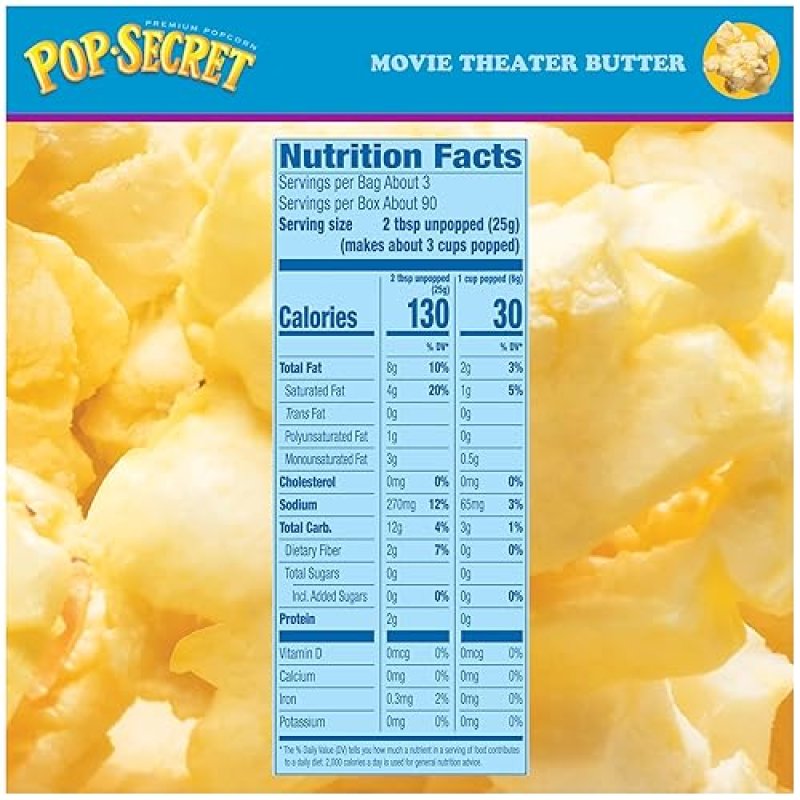 POP SECRET MOVIE THEATER BUTTER MICROWAVE POPCORN, 3 OZ SHARING BAGS, 30 COUNT BOX