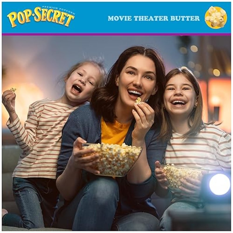 POP SECRET MOVIE THEATER BUTTER MICROWAVE POPCORN, 3 OZ SHARING BAGS, 30 COUNT BOX