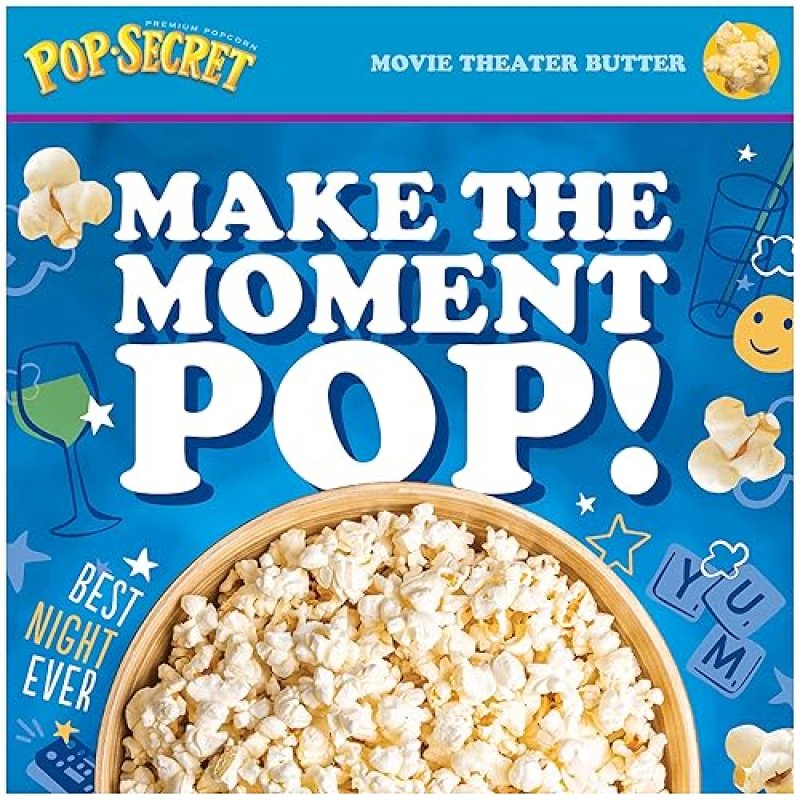 POP SECRET MOVIE THEATER BUTTER MICROWAVE POPCORN, 3.2OZ SHARING BAGS, 6 COUNT BOX