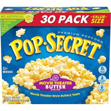 POP SECRET MOVIE THEATER BUTTER MICROWAVE POPCORN, 3OZ SHARING BAGS, 30 COUNT BOX