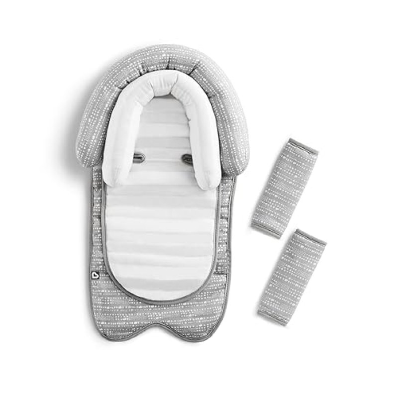 MUNCHKIN BABY CAR SEAT HEAD SUPPORT STRAP COVERS, NEWBORN INFANT, SILVER-ION, DOTS PATTERN