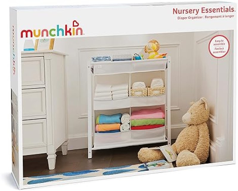 MUNCHKIN NURSERY ESSENTIALS DIAPER ORGANIZER BABY STORAGE CADDY FOR CHANGING TABLE NURSERY