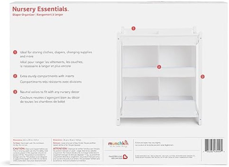 MUNCHKIN NURSERY ESSENTIALS DIAPER ORGANIZER BABY STORAGE CADDY FOR CHANGING TABLE NURSERY