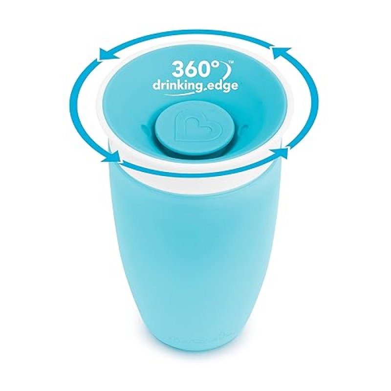 MUNCHKIN MIRACLE 360 SIPPY CUPS FOR TODDLERS 1-3, SPILL-PROOF, 10OZ, 5-PACK, BLUE GREEN