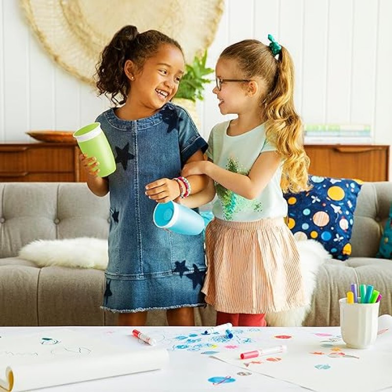 MUNCHKIN MIRACLE 360 SIPPY CUPS FOR TODDLERS 1-3, SPILL-PROOF, 10OZ, 5-PACK, BLUE GREEN