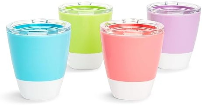 MUNCHKIN SPLASH TODDLER TRAINING CUPS WITH LIDS, 7OZ, MULTICOLORED, BPA-FREE, 4 PACK