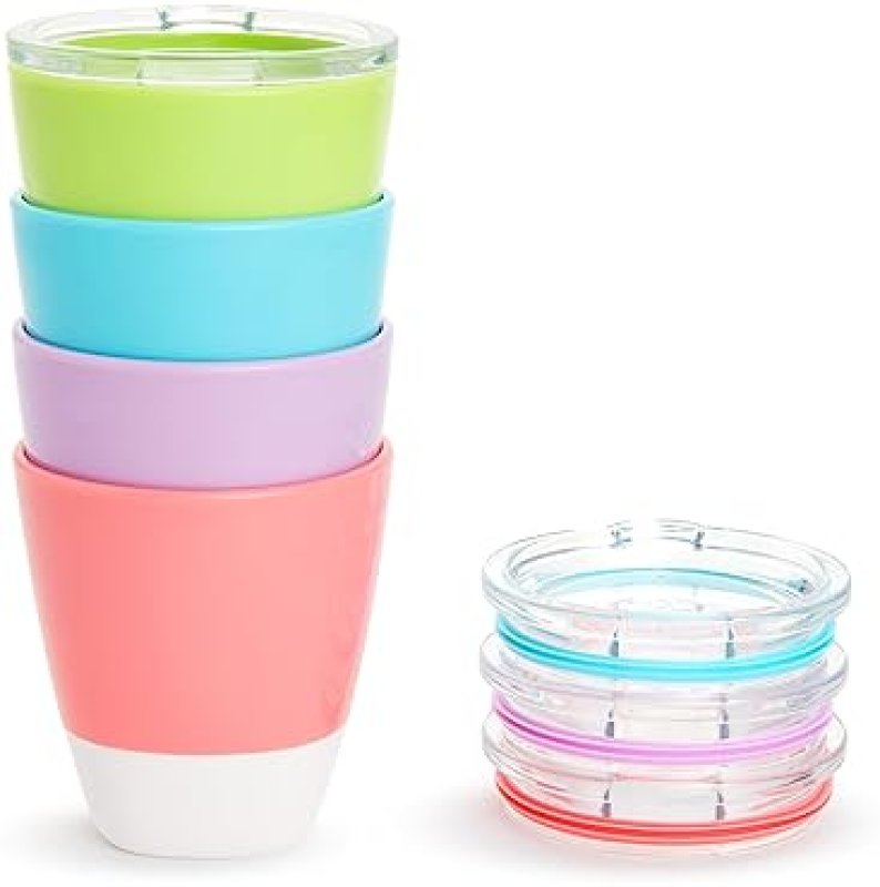 MUNCHKIN SPLASH TODDLER TRAINING CUPS WITH LIDS, 7OZ, MULTICOLORED, BPA-FREE, 4 PACK