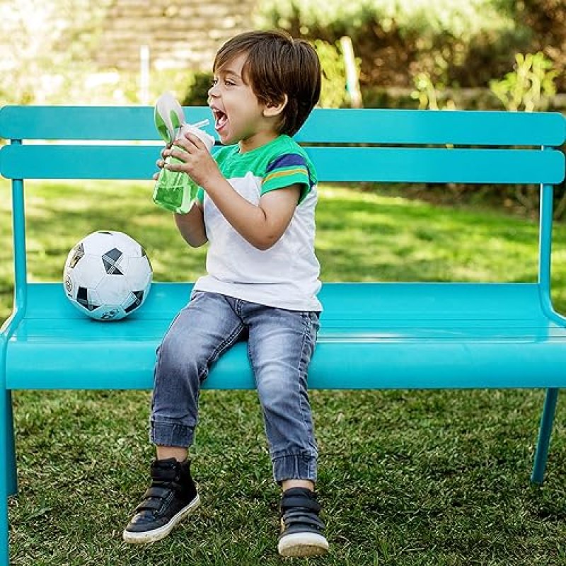 MUNCHKIN FLIP AND GO TRITAN STRAW CUP FOR KIDS, 12OZ SPILL-PROOF WATER BOTTLE, GREEN