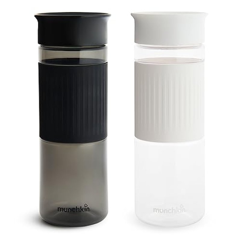 MUNCHKIN MIRACLE 360 SPILL PROOF SIPPY CUPS, 24OZ, 2-PACK, BLACK WHITE TODDLER ADULT SAFE