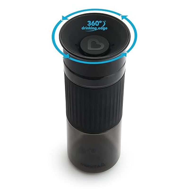 MUNCHKIN MIRACLE 360 SPILL PROOF SIPPY CUPS, 24OZ, 2-PACK, BLACK WHITE TODDLER ADULT SAFE