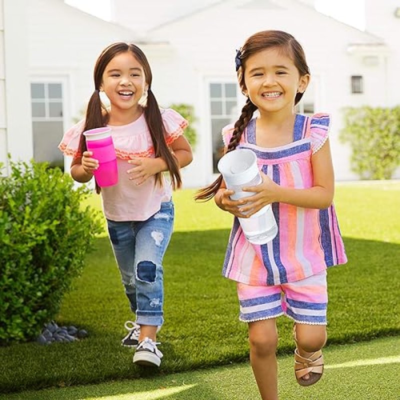 MUNCHKIN MIRACLE 360 SPILL PROOF SIPPY CUPS, 24OZ, 2-PACK, BLACK WHITE TODDLER ADULT SAFE