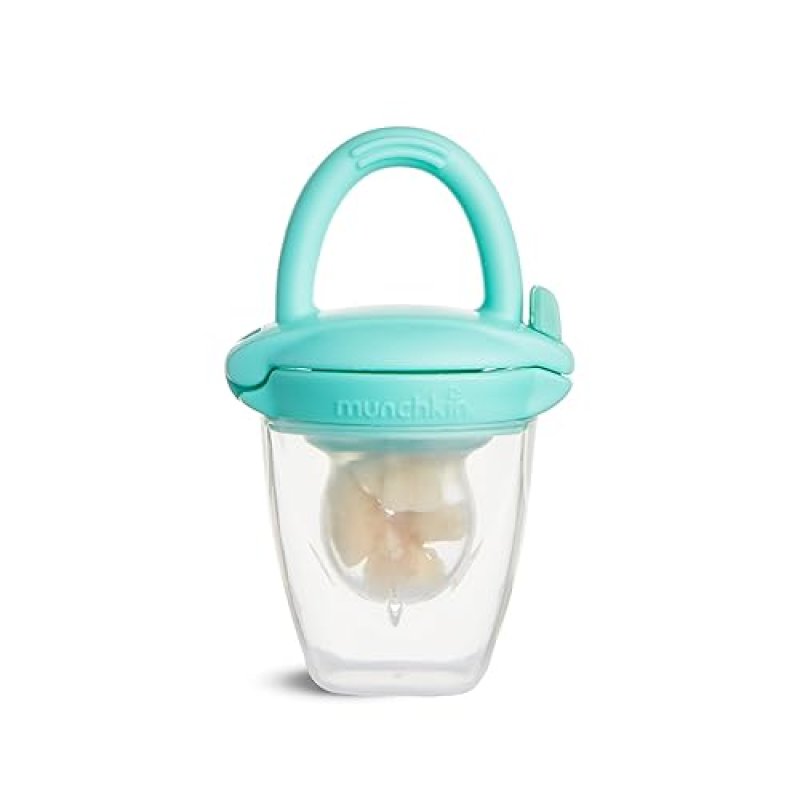 MUNCHKIN SILICONE BABY FOOD FEEDERS FREEZER TRAY WITH LID FOR SELF-FEEDING WEANING, MINT BLUE
