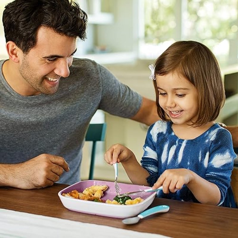 MUNCHKIN SPLASH TODDLER UTENSIL SET, 6 PACK FORK, KNIFE SPOON, BLUE GREEN, KIDS FLATWARE