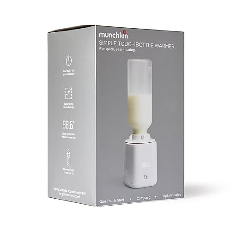 MUNCHKIN SIMPLE TOUCH DIGITAL BABY BOTTLE WARMER, SAFE EASY, FITS MOST BOTTLES, PLUG-IN