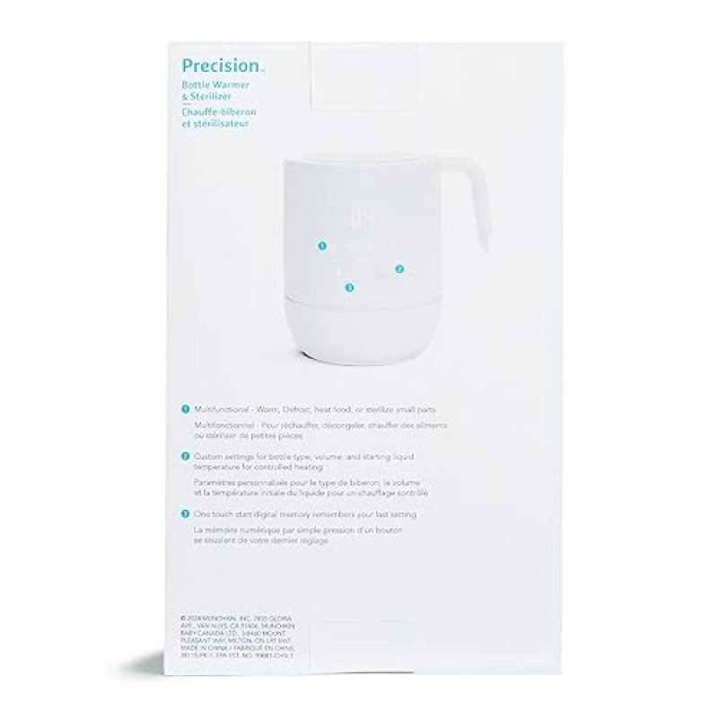 MUNCHKIN PRECISION BABY BOTTLE WARMER, STERILIZER FOOD HEATER FITS ALL BOTTLES, DIGITAL DISPLAY