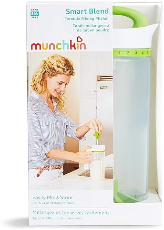 MUNCHKIN SMART BLEND FORMULA MIXER BREAST MILK STORAGE PITCHER, 24OZ CAPACITY, GREEN