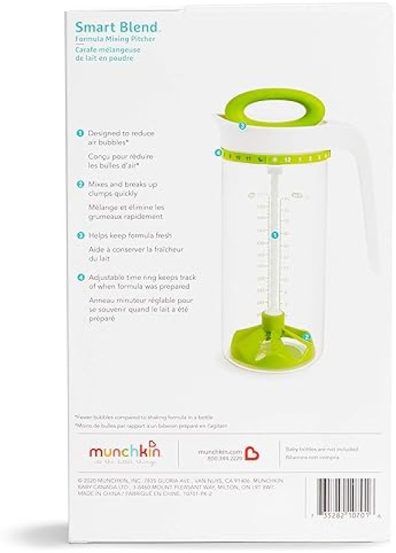 MUNCHKIN SMART BLEND FORMULA MIXER BREAST MILK STORAGE PITCHER, 24OZ CAPACITY, GREEN