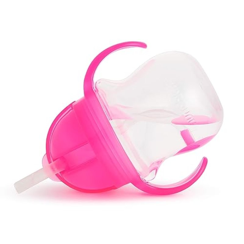 MUNCHKIN TODDLER SNACK SIPPY CUP SET 7OZ WEIGHTED STRAW CUP 9OZ SNACK CATCHERS, PINK PURPLE
