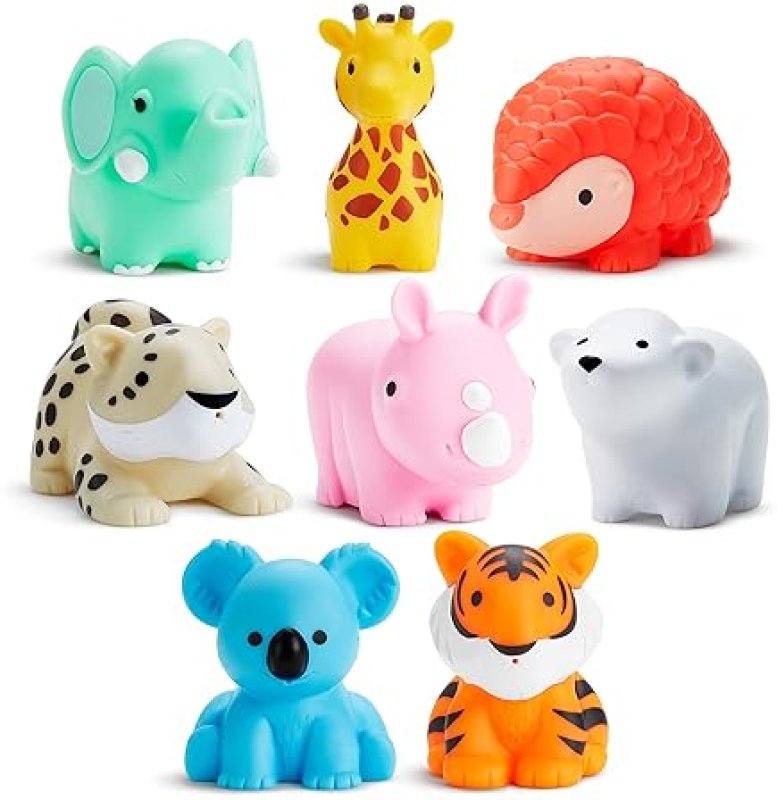 MUNCHKIN WILD ANIMAL BATH TOY SQUIRTERS FOR BABIES TODDLERS, 8-PACK, 9 MONTHS
