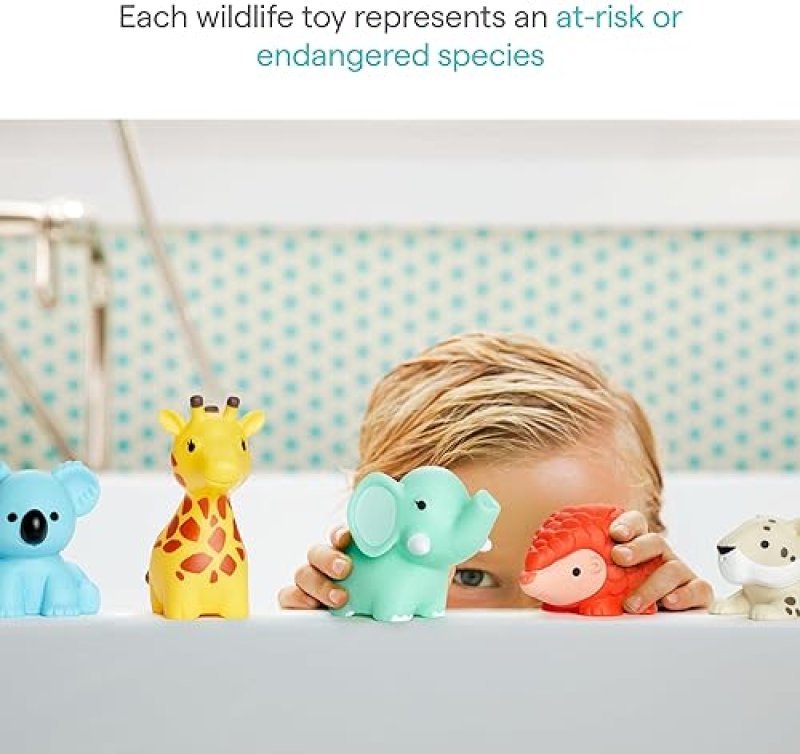 MUNCHKIN WILD ANIMAL BATH TOY SQUIRTERS FOR BABIES TODDLERS, 8-PACK, 9 MONTHS