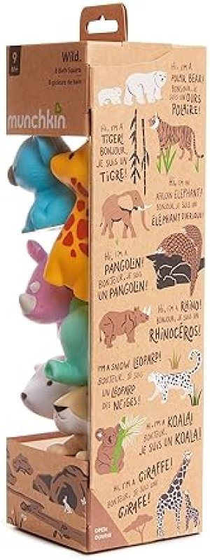 MUNCHKIN WILD ANIMAL BATH TOY SQUIRTERS FOR BABIES TODDLERS, 8-PACK, 9 MONTHS