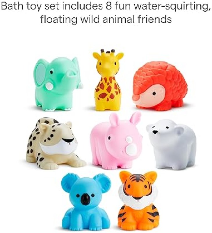 MUNCHKIN WILD ANIMAL BATH TOY SQUIRTERS FOR BABIES TODDLERS, 8-PACK, 9 MONTHS