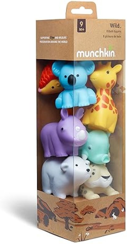 MUNCHKIN WILD ANIMAL BATH TOY SQUIRTERS FOR BABIES TODDLERS, 8-PACK, 9 MONTHS