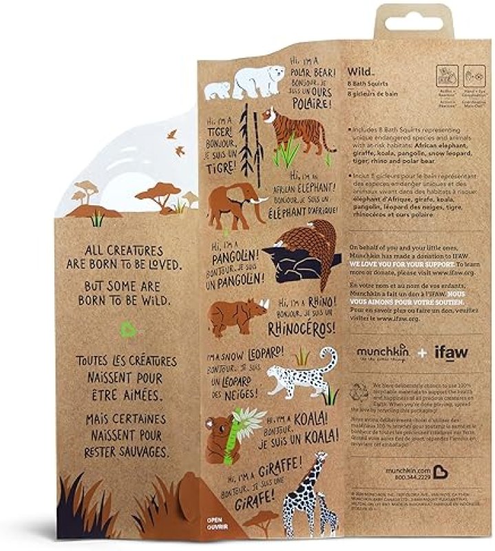 MUNCHKIN WILD ANIMAL BATH TOY SQUIRTERS FOR BABIES TODDLERS, 8-PACK, 9 MONTHS