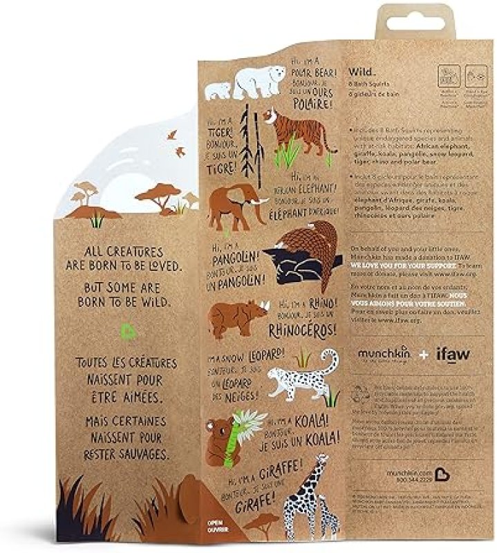 MUNCHKIN WILD ANIMAL BATH TOY SQUIRTERS FOR BABIES TODDLERS, 8-PACK, 9 MONTHS