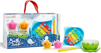 MUNCHKIN BATH BEATS MUSICAL BATH TOY SET XYLOPHONE, DRUM SHAKERS FOR BABIES TODDLERS