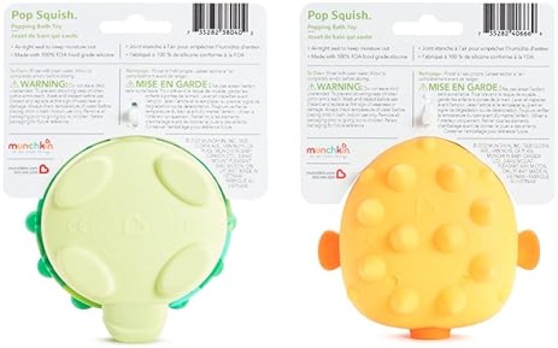 MUNCHKIN POP SQUISH MOLD-FREE BATH TOYS FOR BABIES TODDLERS SENSORY TURTLE PUFFERFISH SET