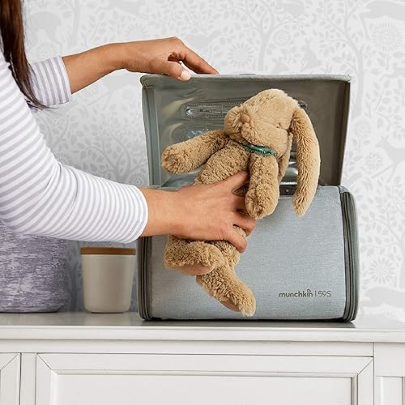 MUNCHKIN 59S UV STERILIZER CLEANING BAG FOR BABY BOTTLES ACCESSORIES, GREY PORTABLE SANITIZER