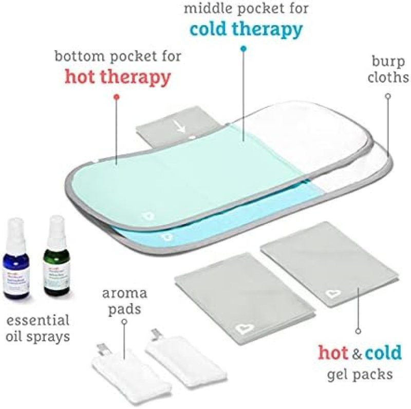 MUNCHKIN THERABURPEE COLIC FEVER RELIEF KIT WITH ESSENTIAL OILS, HOT COLD BURP CLOTHS