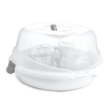 MUNCHKIN STEAM MICROWAVE BOTTLE STERILIZER FAST BABY BOTTLE ACCESSORY CLEANER, WHITE
