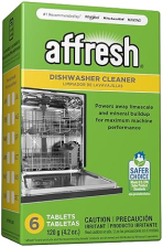 AFFRESH DISHWASHER CLEANER TABLETS, REMOVES LIMESCALE ODOR, 6 COUNT DEEP CLEANING TABLETS