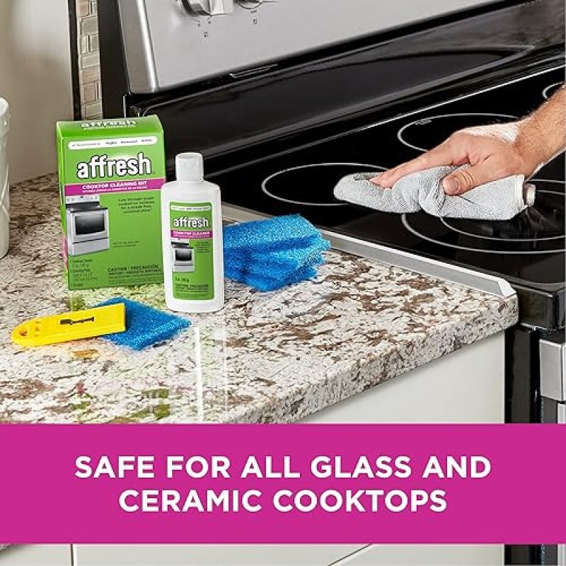 AFFRESH COOKTOP CLEANING KIT FOR GLASS CERAMIC INCLUDES CLEANER, PADS SCRAPER, 5OZ