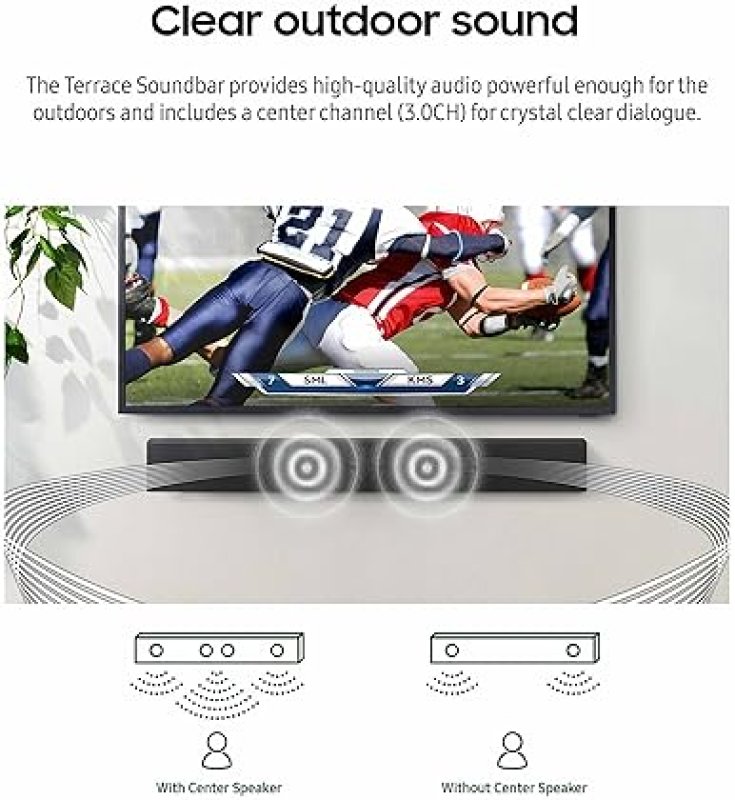 SAMSUNG HW-LST70T TERRACE OUTDOOR SOUNDBAR, 3.0CH, DOLBY AUDIO, SUBWOOFER, IP55, BLACK