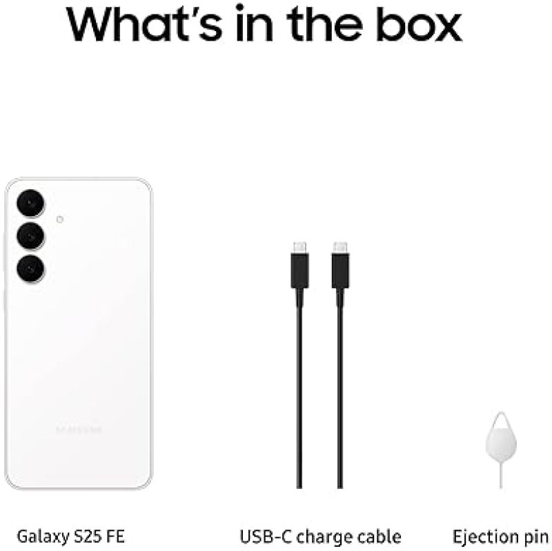 SAMSUNG GALAXY S25 FE 256GB UNLOCKED SMARTPHONE 2025 , AI CAMERA, 4900MAH, ANDROID, WHITE, US WARRAN