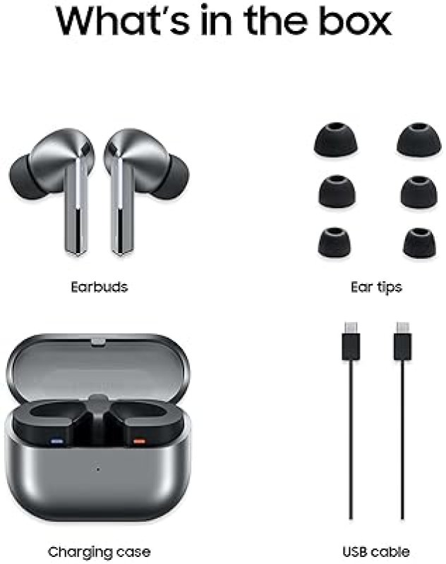 SAMSUNG GALAXY BUDS 3 PRO AI WIRELESS EARBUDS, NOISE CANCELLING, SILVER, US VERSION, 2YR WARRANTY