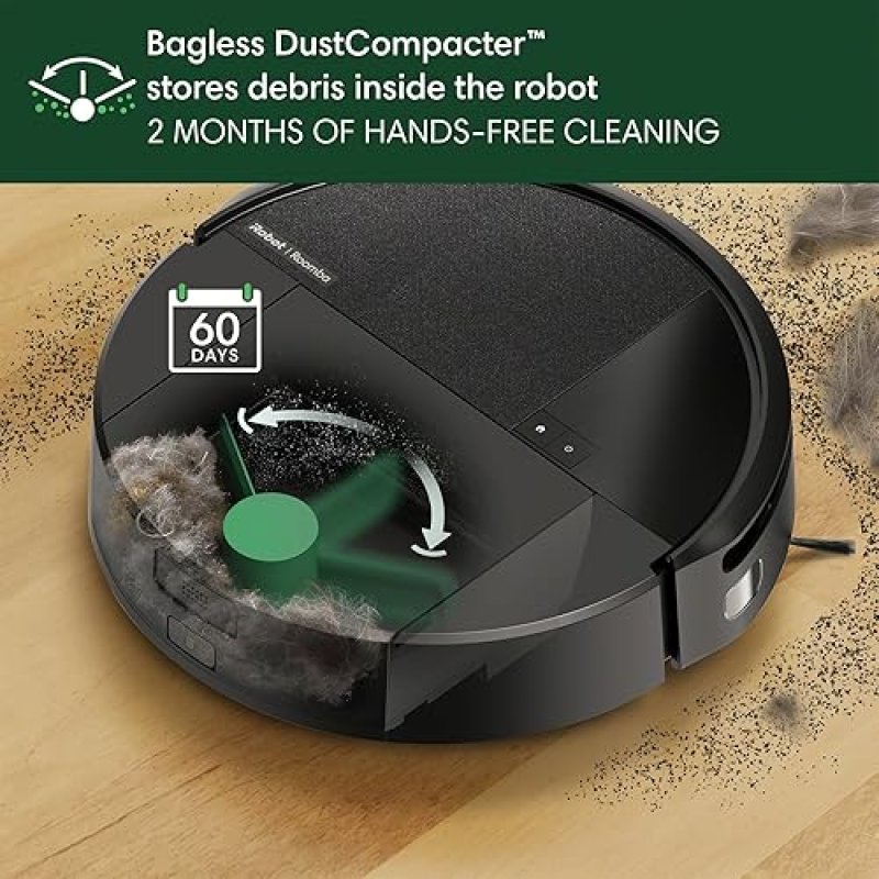 IROBOT ROOMBA 205 DUSTCOMPACTOR ROBOT VACUUM, BAGLESS, 60-DAY AUTO-EMPTY, LIDAR, POWERFUL SUCTION