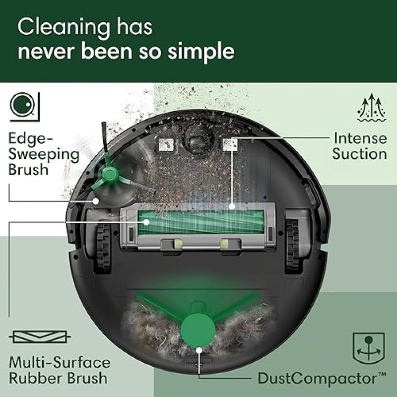 IROBOT ROOMBA 205 DUSTCOMPACTOR ROBOT VACUUM, BAGLESS, 60-DAY AUTO-EMPTY, LIDAR, POWERFUL SUCTION