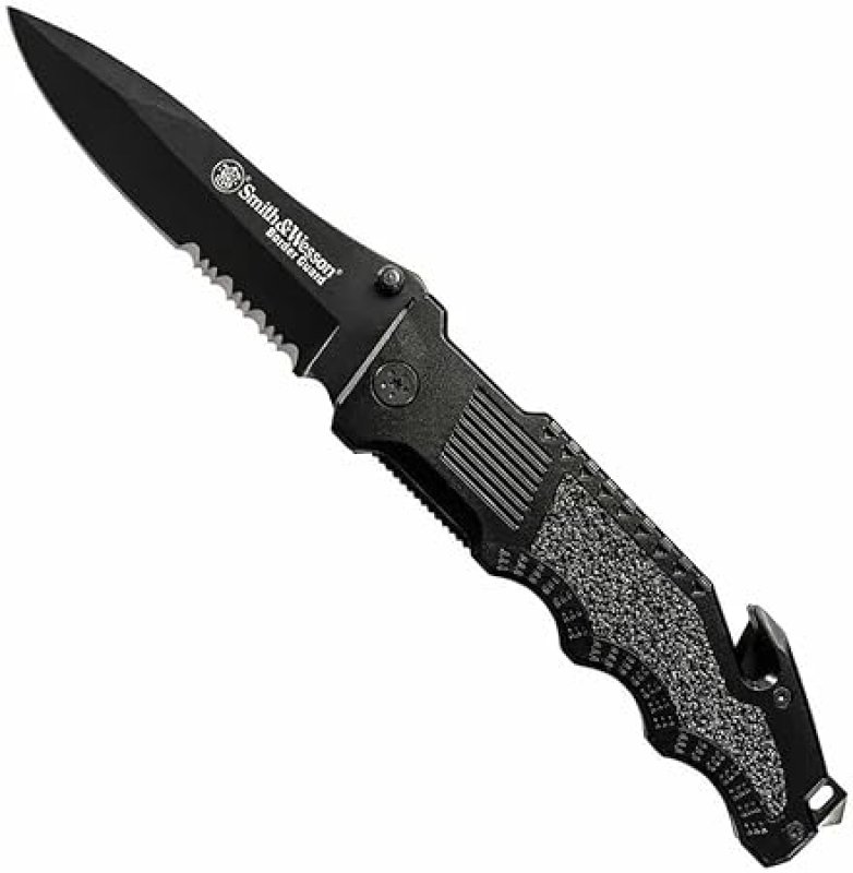SMITH WESSON BORDER GUARD SWBG1S 10 HIGH CARBON STAINLESS FOLDING KNIFE, 4.4 DROP POINT BLADE