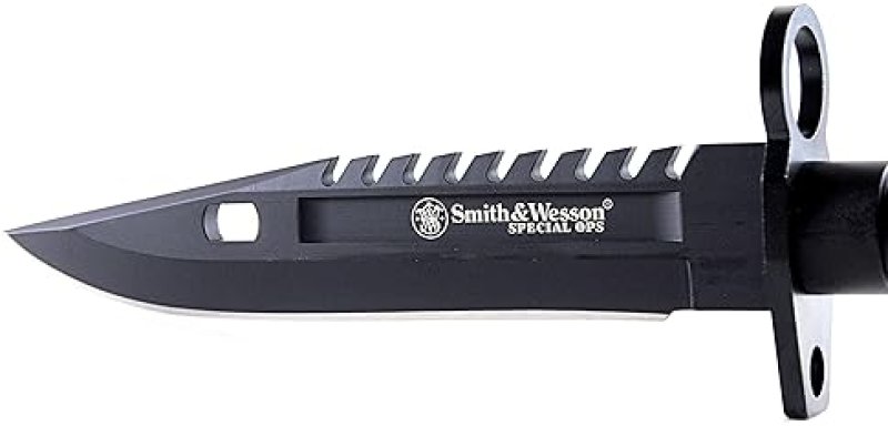 SMITH WESSON SW3B 12.8 FIXED BLADE BOWIE KNIFE, NOTCHED SPINE, NYLON HANDLE OUTDOOR SURVIVAL