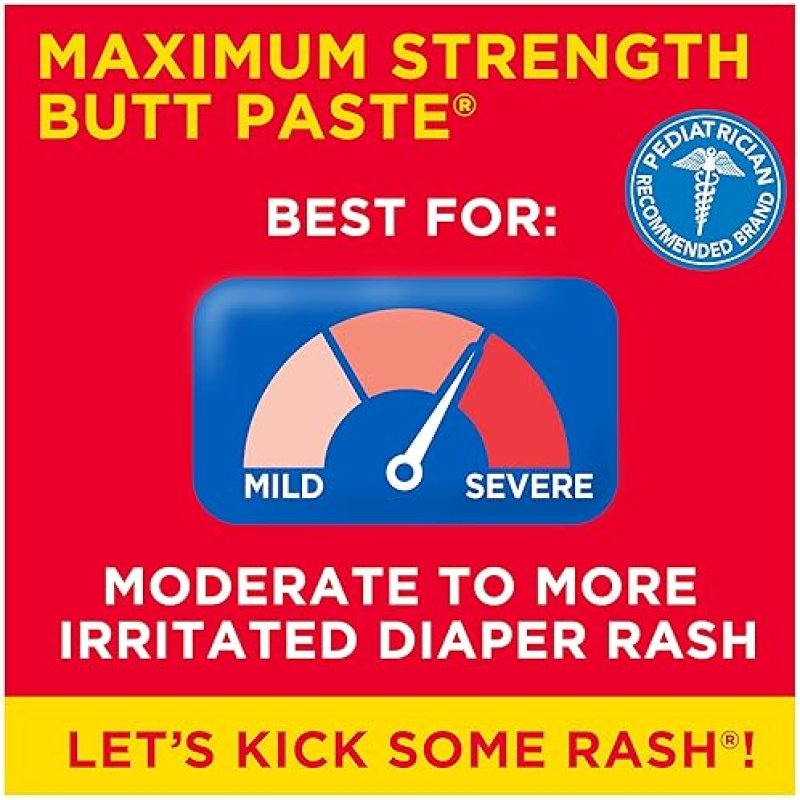 BOUDREAUX S BUTT PASTE MAX STRENGTH DIAPER RASH CREAM WITH ZINC OXIDE, 4OZ, 3-PACK FOR BABIES
