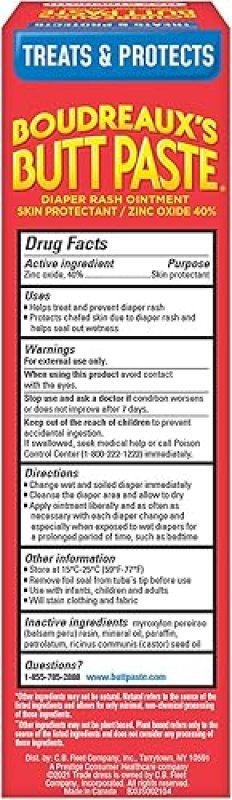 BOUDREAUX S BUTT PASTE MAX STRENGTH DIAPER RASH CREAM WITH ZINC OXIDE, 4OZ, 3-PACK FOR BABIES
