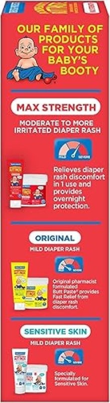 BOUDREAUX S BUTT PASTE MAX STRENGTH DIAPER RASH CREAM WITH ZINC OXIDE, 4OZ, 3-PACK FOR BABIES