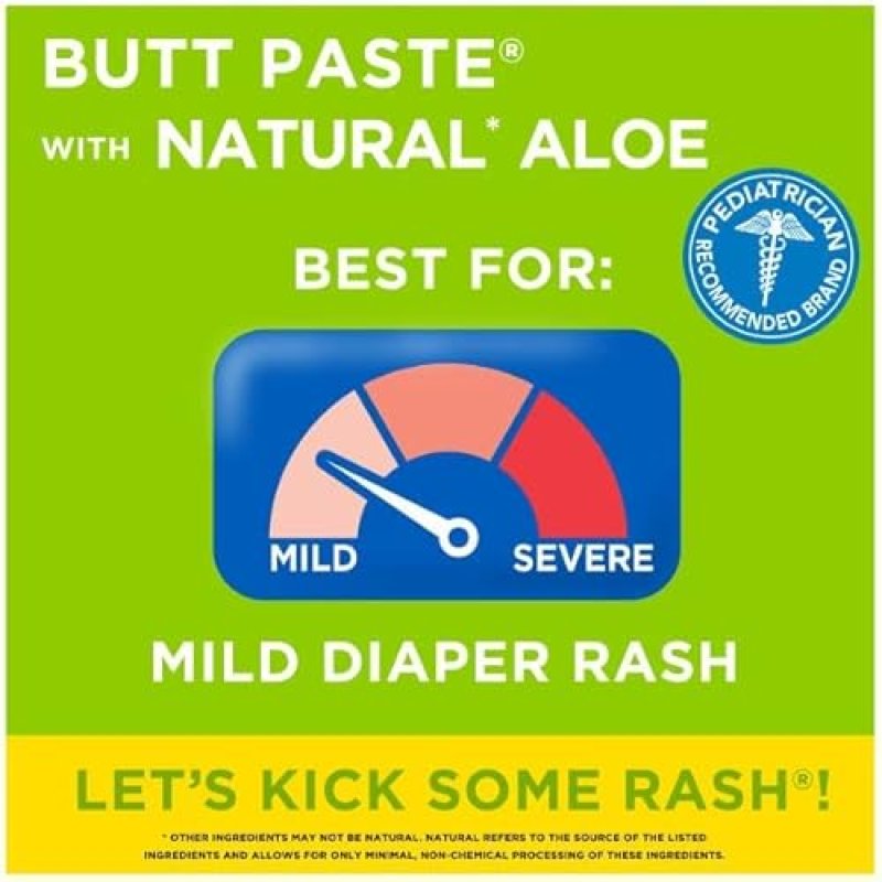 BOUDREAUXS BUTT PASTE NATURAL ALOE DIAPER RASH CREAM, BABY OINTMENT 4OZ, 2-PACK