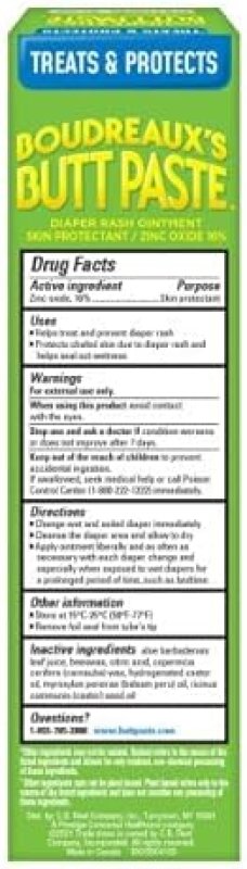 BOUDREAUXS BUTT PASTE NATURAL ALOE DIAPER RASH CREAM, BABY OINTMENT 4OZ, 2-PACK