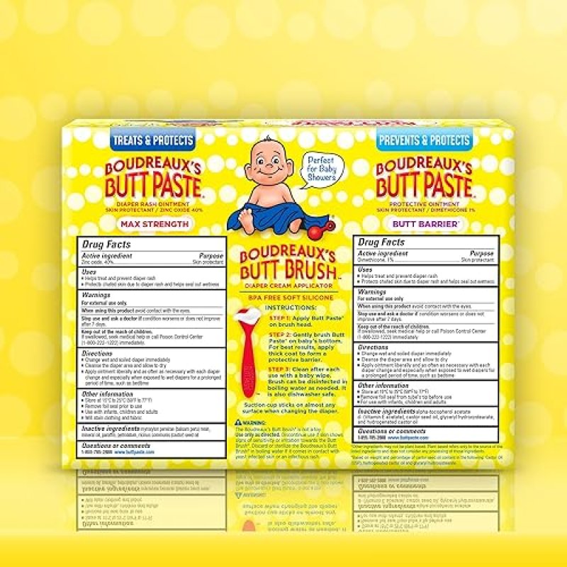 BOUDREAUX S BUTT PASTE BABY SHOWER BUNDLE DIAPER RASH CREAM, PREVENTATIVE OINTMENT APPLICATOR