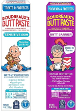 BOUDREAUXS BUTT PASTE 4OZ DIAPER RASH OINTMENT SENSITIVE SKIN BARRIER CREAM, 2-PACK